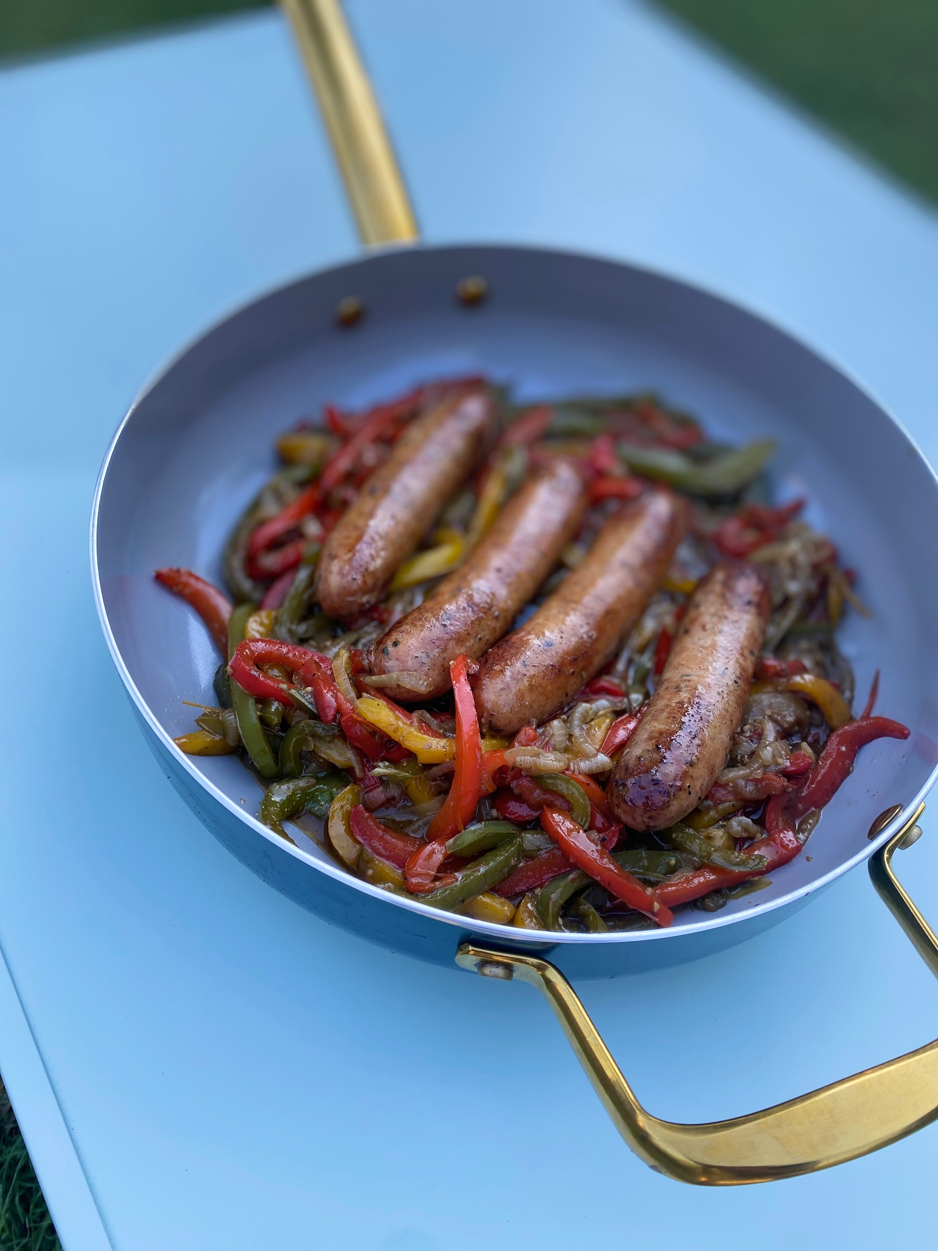 Chicken Sausage and Caramelized Peppers and Onions